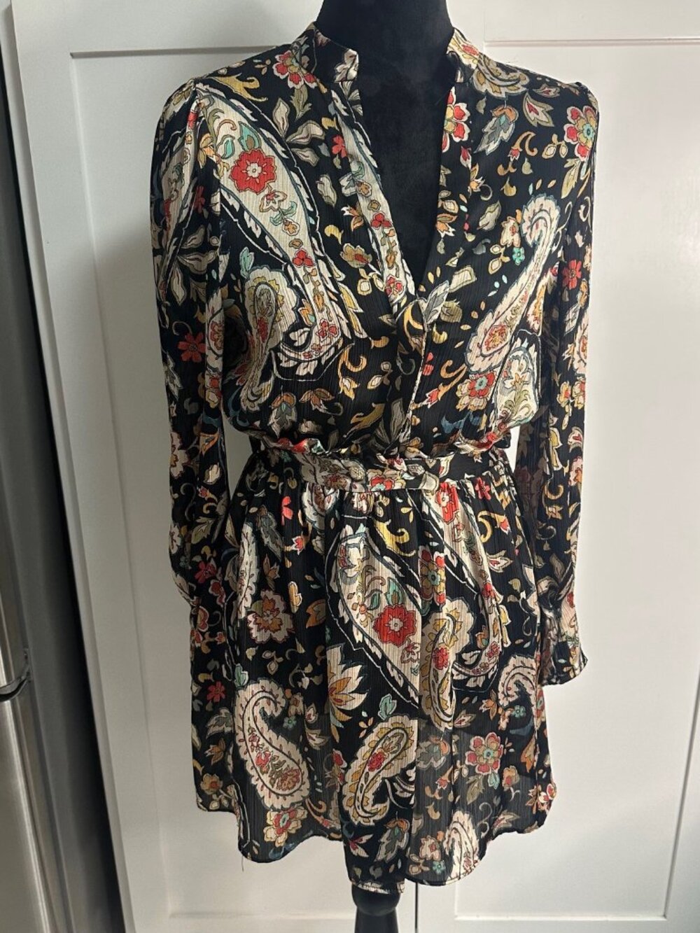 Zara Women's Multicolor Paisley Print Mini Dress Small Boho